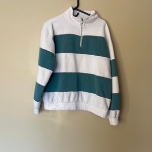 Forever 21 Green and White Striped Sweatshirt